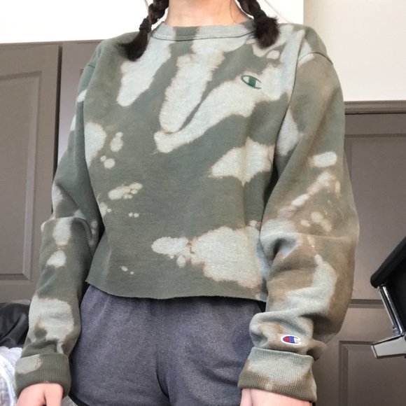 Champion Tops - Tie Dye Champion Cropped Sweatshirt